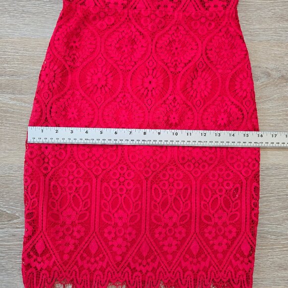 Lulus Red Lace Long Sleeve Bodycon Mini Dress Size Small Stunning Party Look - Picture 15 of 17